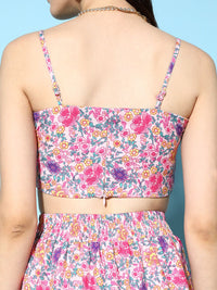 Berrylush Pink 3-Piece Printed Top with Shorts and Shrug