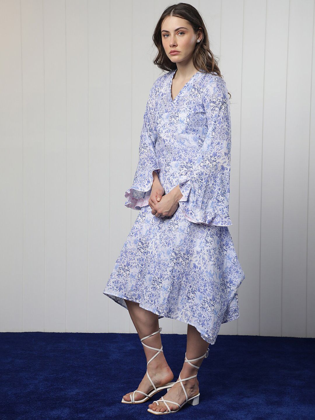 RAREISM Pure Cotton Floral Printed A-Line Dress