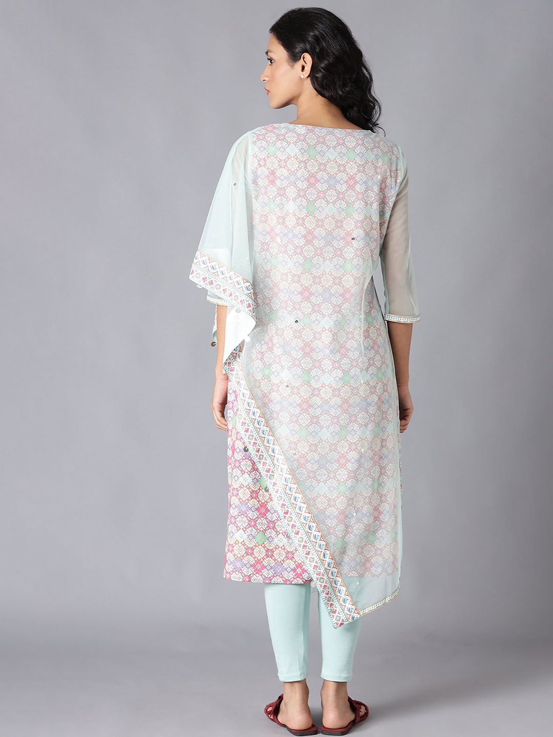 W Women Floral Printed Gotta Patti Kurta with Leggings