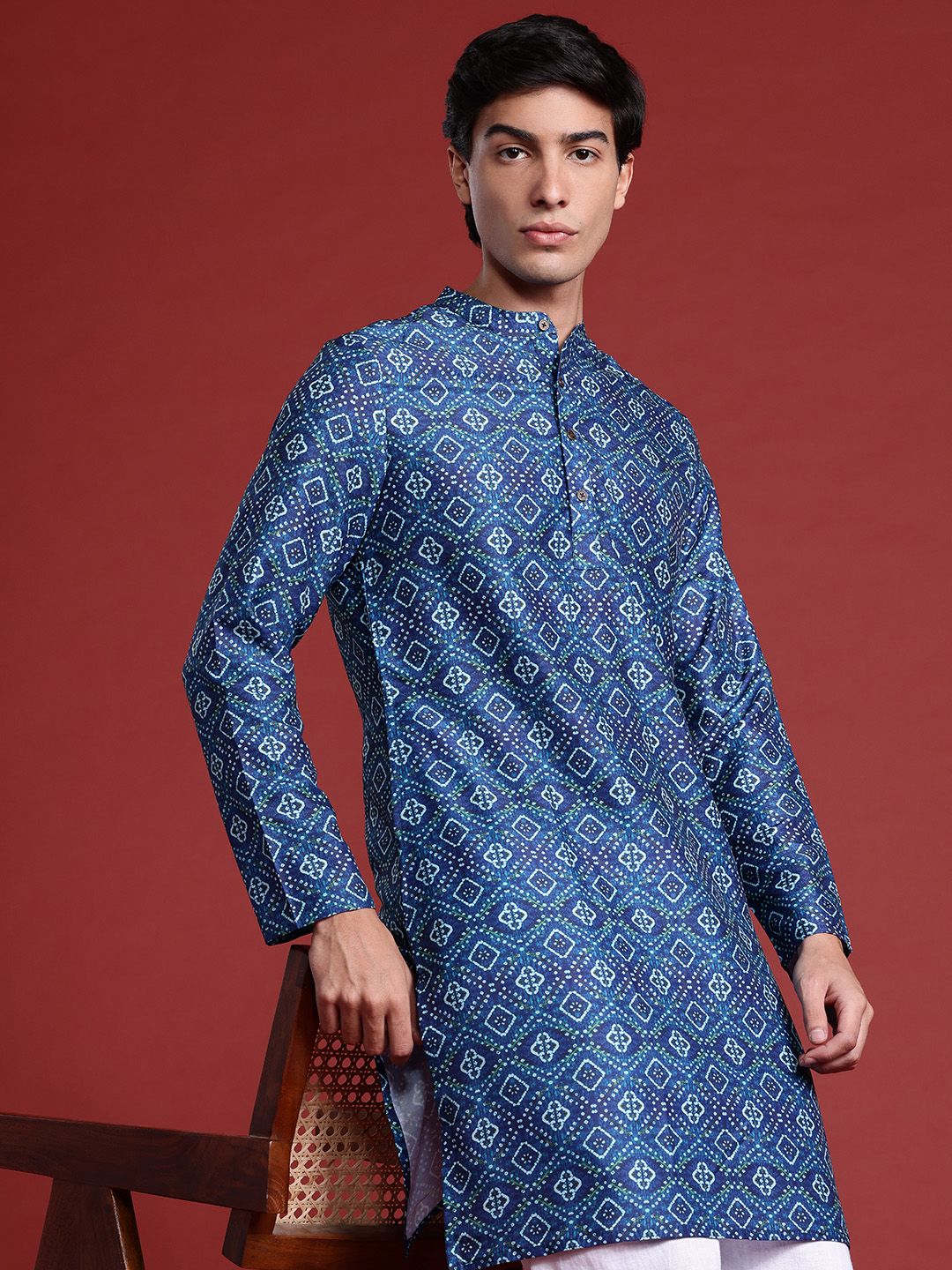 Anouk Bandhani Print Straight Kurta