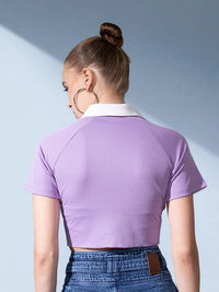 STREET 9 Polo Collar Short Raglan Sleeves Slim Fit T-shirt