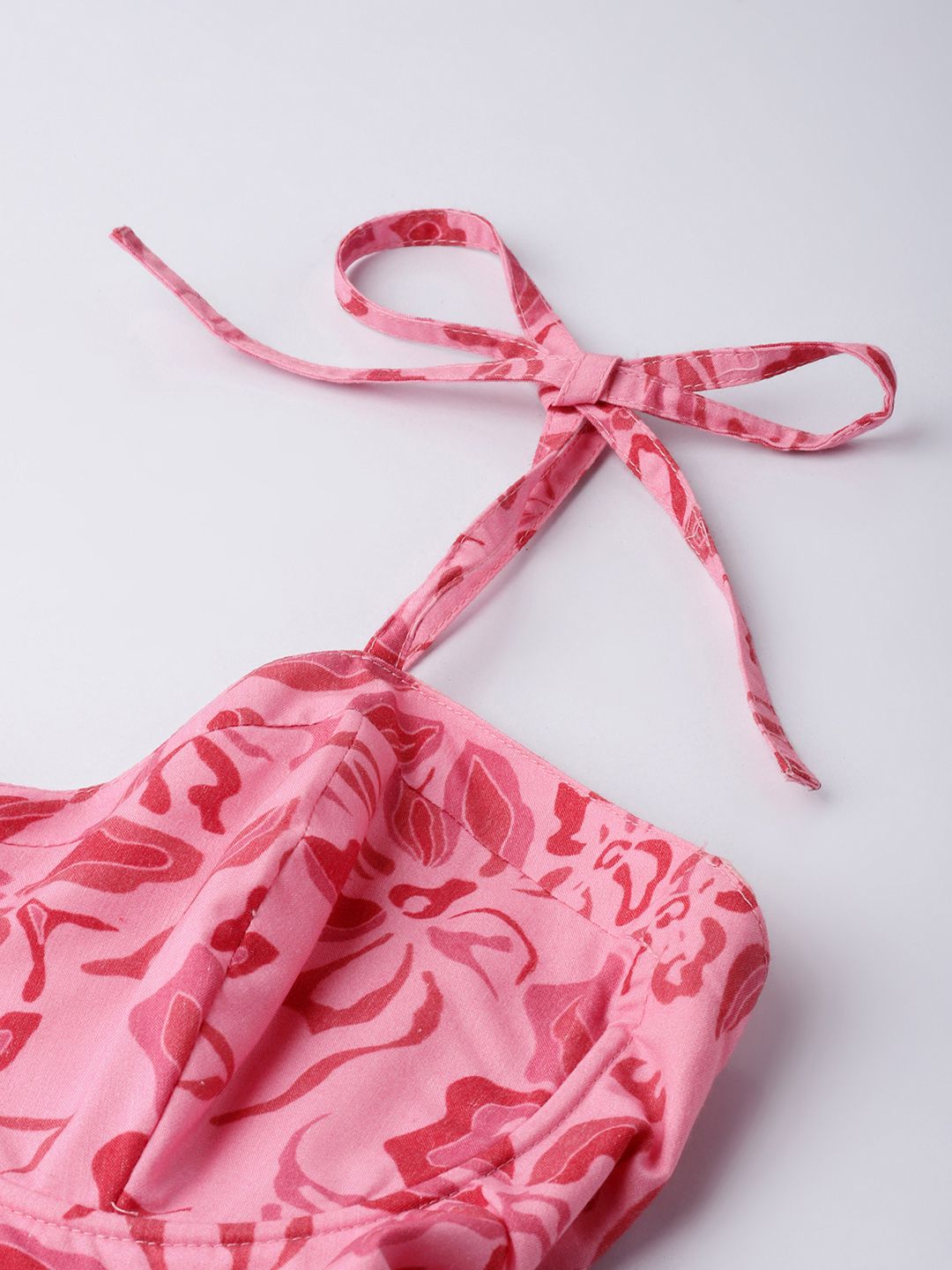 DressBerry Barbiecore Floral Fantasy Strappy Knee Length Dress