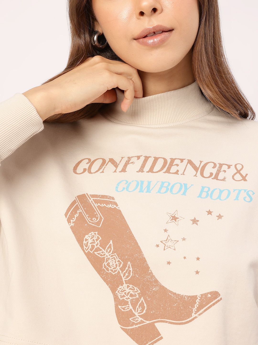 DressBerry Graphic Printed Crop Sweatshirt