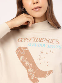 DressBerry Graphic Printed Crop Sweatshirt