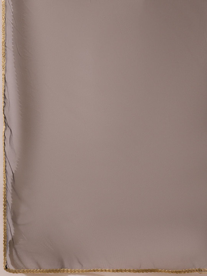 KALINI Floral Embroidered V-Neck Straight Kurta With Trousers & Dupatta