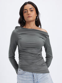 DressBerry Ruched One Shoulder Top