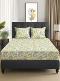 Story@home Arena Beige & Grey Printed 180 TC Queen Bedsheet & 2 Pillow Covers