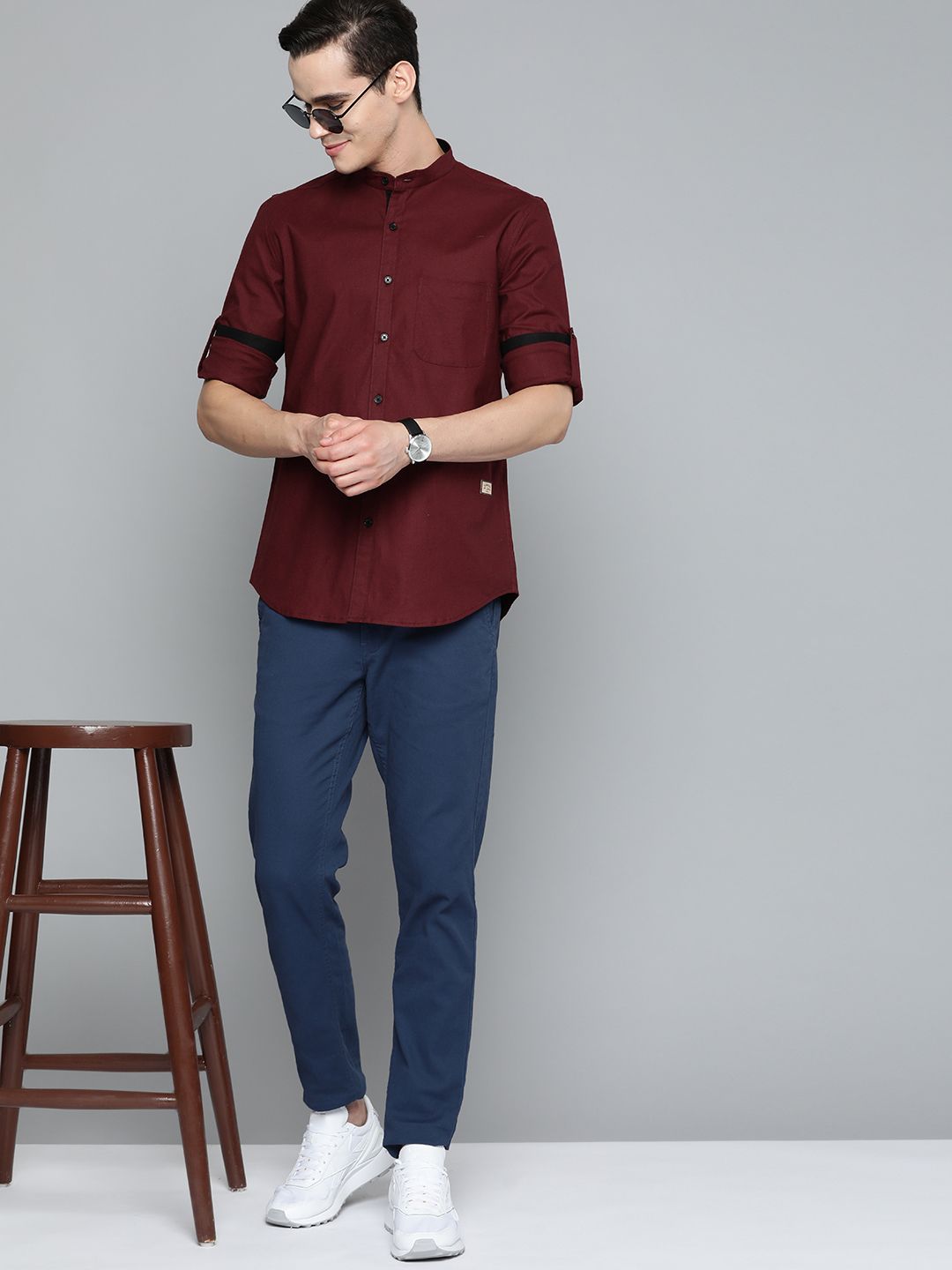 DENNISON Men Maroon Smart Slim Fit Casual Shirt