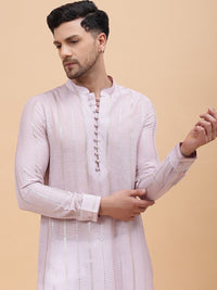 See Designs Striped Sequins Chanderi Silk Kurta