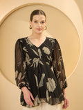 Antheaa Floral Print Chiffon Empire Top