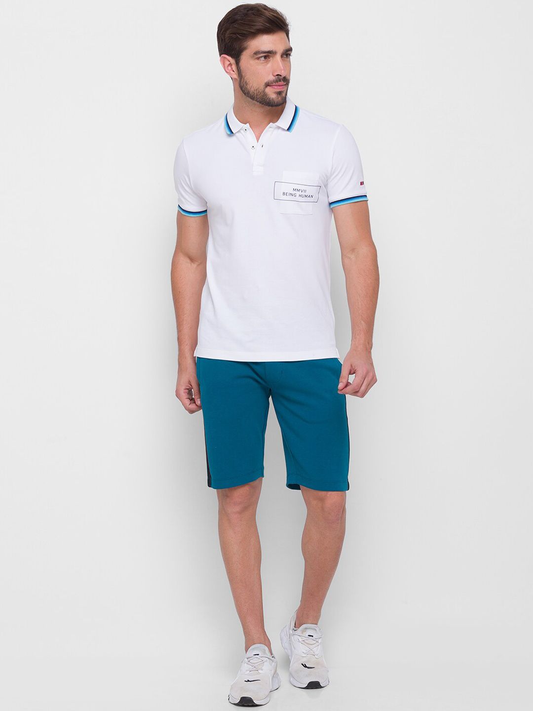 Being Human Men Blue Low-Rise Sports Shorts