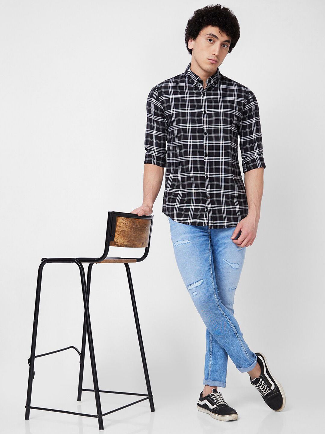 SPYKAR Tartan Checked Cotton Opaque Casual Shirt