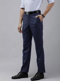 Park Avenue Men Self Design Mid-Rise Textured Formal Trouser