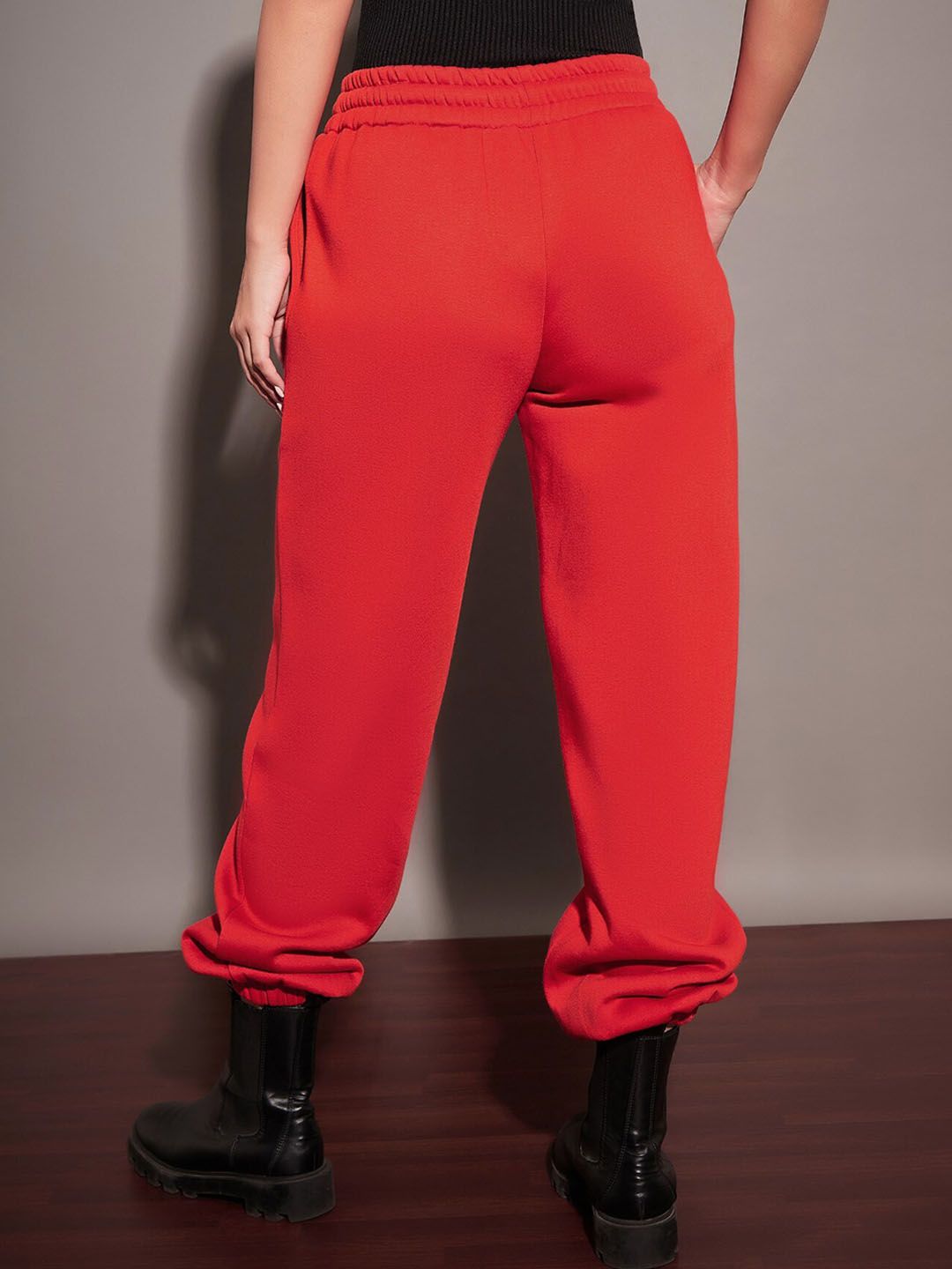 SASSAFRAS Women Red Relaxed-Fit Joggers