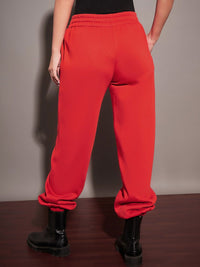 SASSAFRAS Women Red Relaxed-Fit Joggers