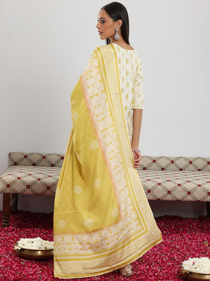 Libas Floral Printed Regular Sequinned Kurta with Palazzo & Dupatta