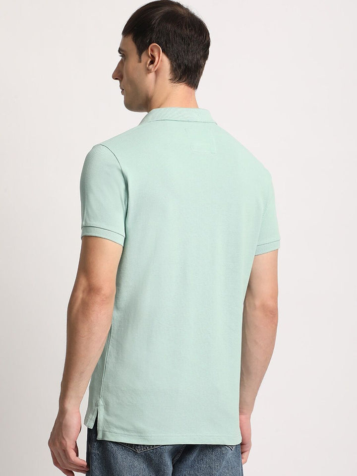 THE BEAR HOUSE Men Solid Slim Fit Cotton Polo Collar T-Shirts