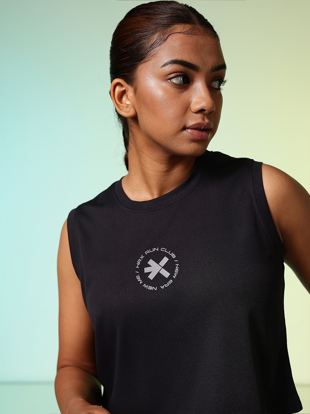 HRX by Hrithik Roshan Brand Logo Printed Cut-Out Back Rapid-Dry Running T-shirt