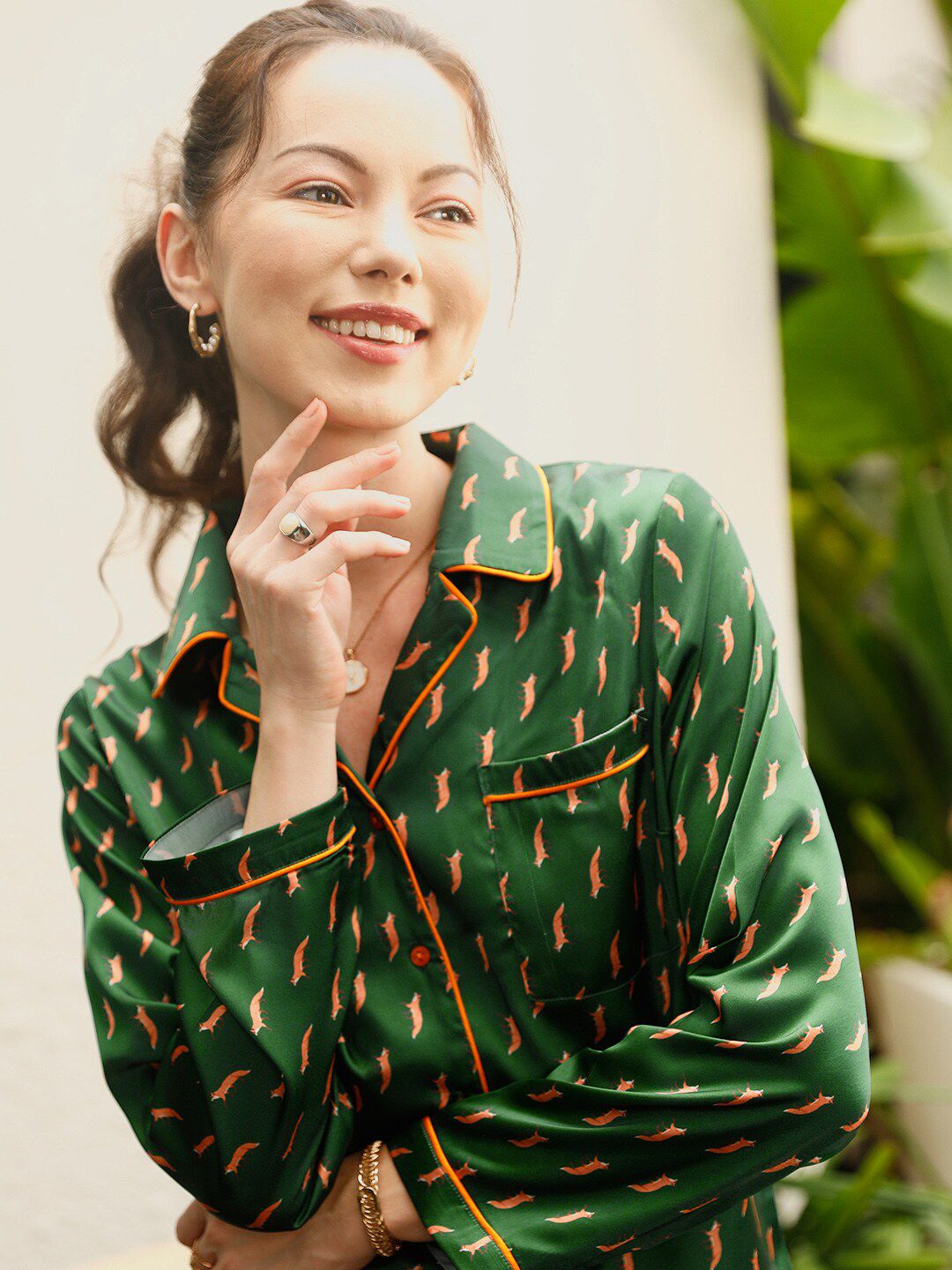 STREET 9 Green Abstract Printed Night Suit