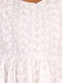 VASTRAMAY Girls White Chikankari Cotton Ethnic Dress