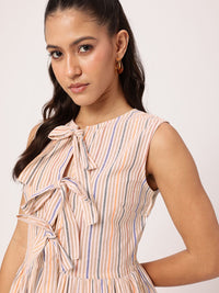 DressBerry Vibrant Stripes Gathered Grace A-Line Mini Dress