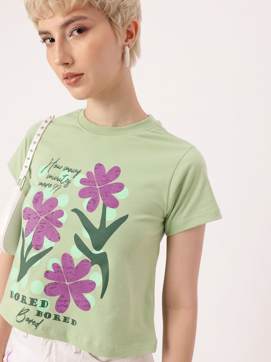 DressBerry Retro Floral Grunge Printed T-shirt