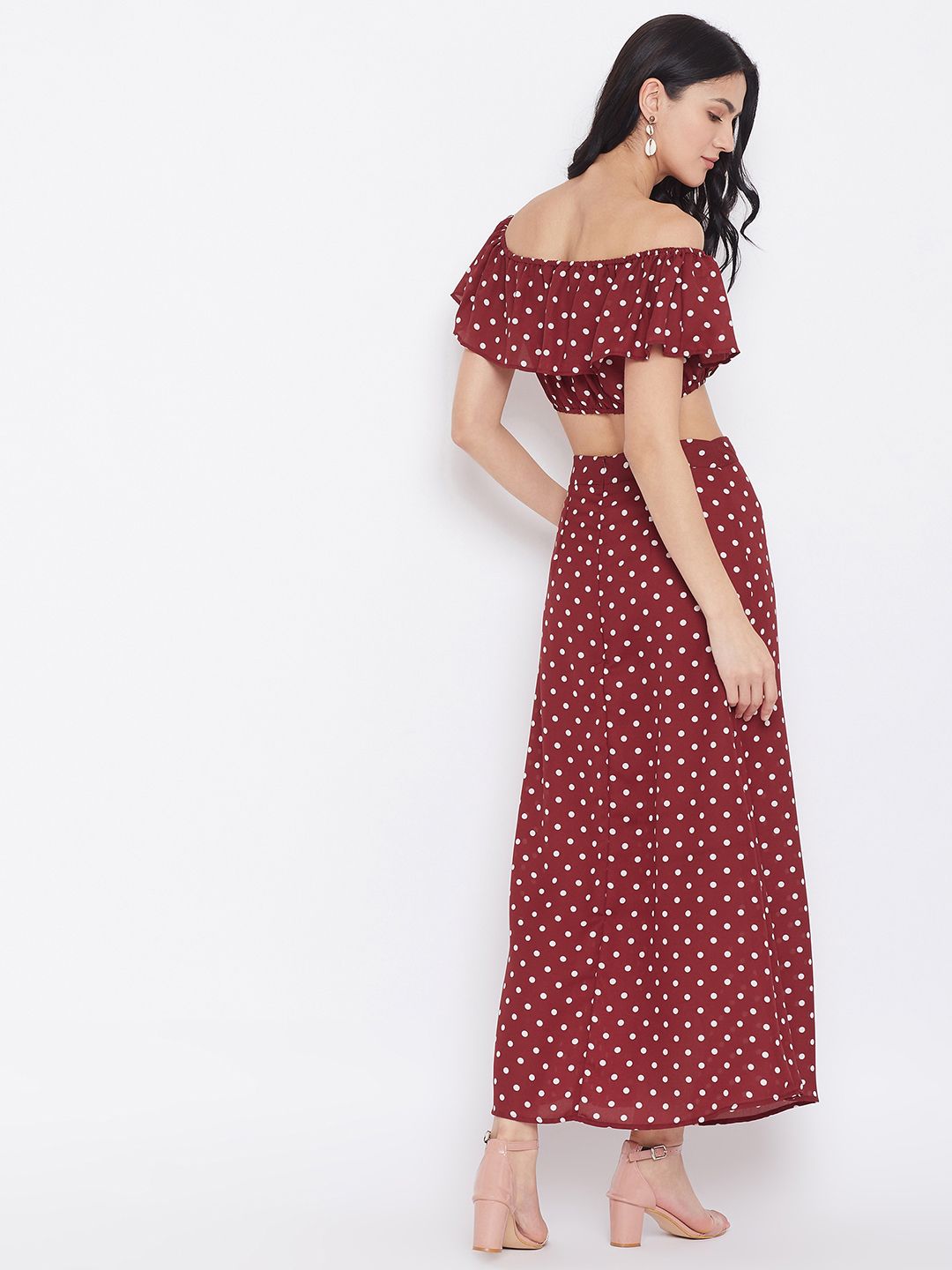 Berrylush Women Red Printed Maxi Co-Ords