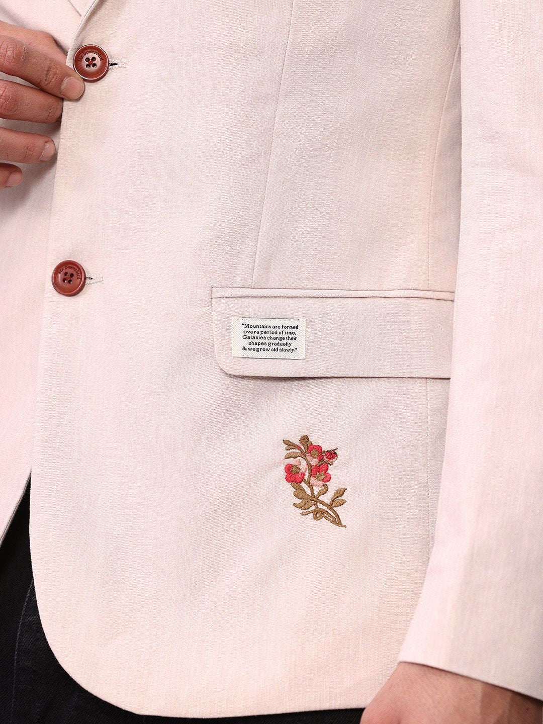 Mr. Bowerbird Floral Embroidered Notched Lapel Casual Blazer