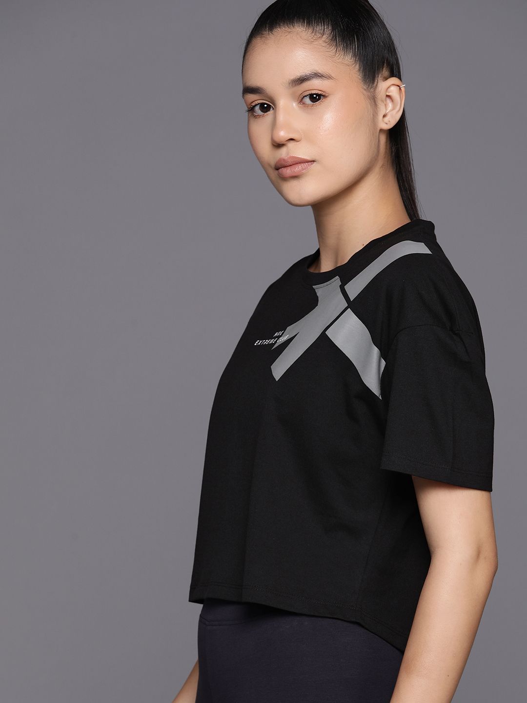 HRX by Hrithik Roshan Brand Logo Printed Drop-Shoulder Sleeves Lifestyle T-shirt