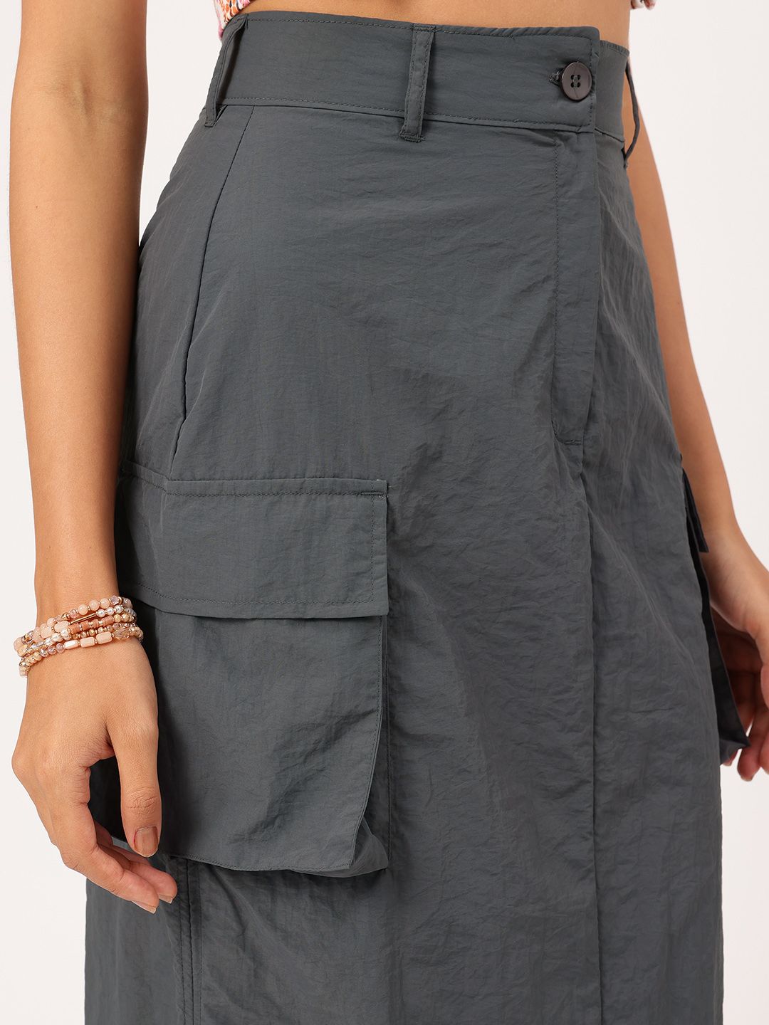 DressBerry Boxy Pocket Straight Midi Skirt
