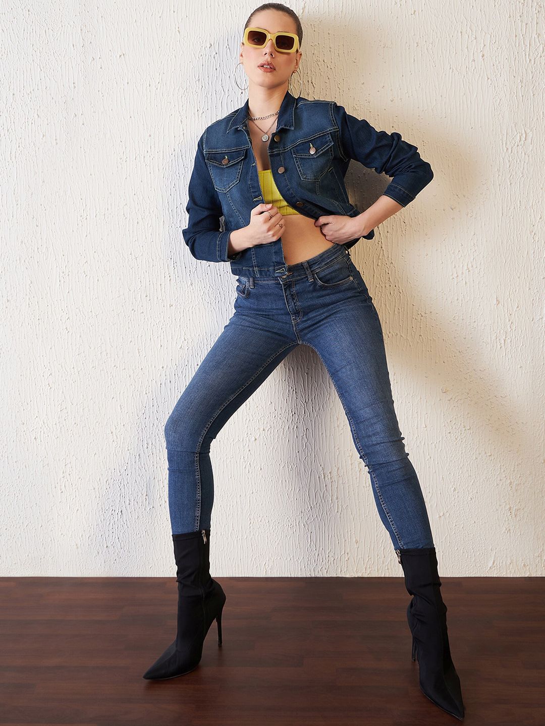 Antheaa Blue Washed Baggy Fit Denim Jacket