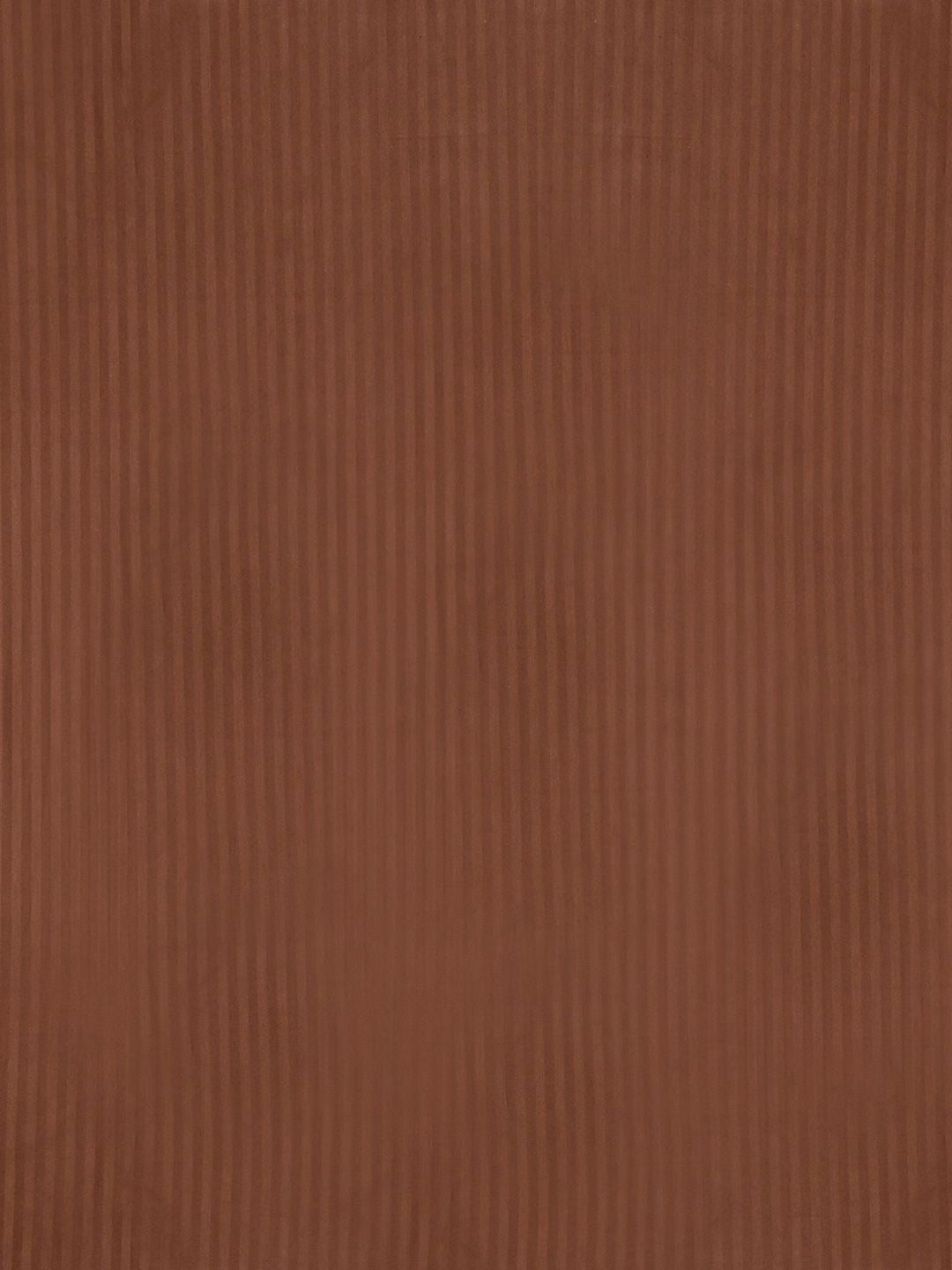 TEAL BY CHUMBAK Coffee Brown Striped Satin 210 TC Queen Bedsheet with 2 Pillow Covers