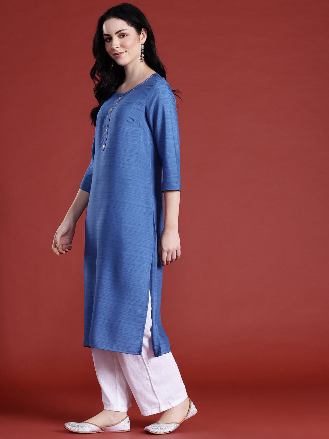 Anouk Striped A-Line Kurta