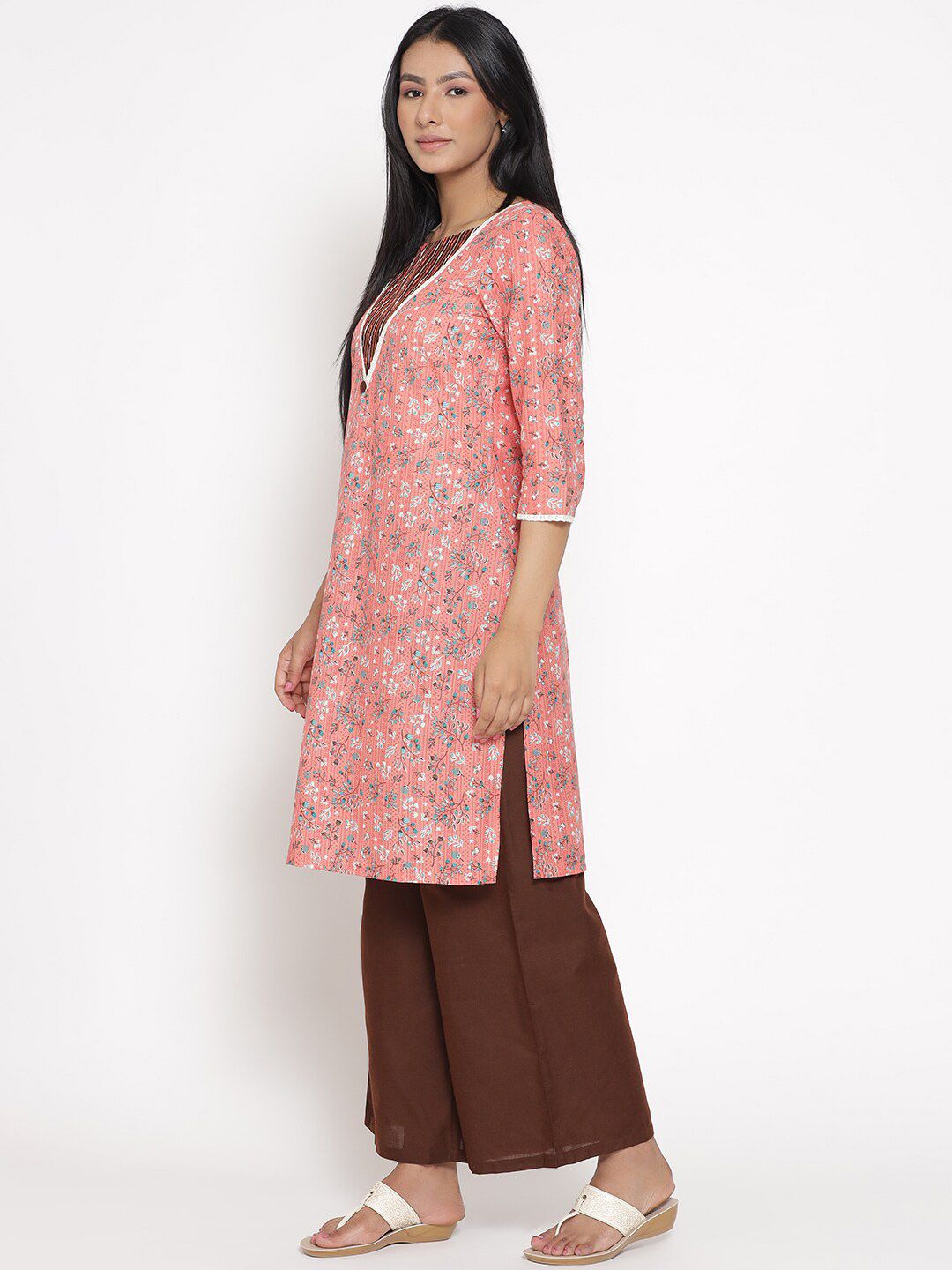 AURELIA Women Printed Straight Kurta with Palazzo