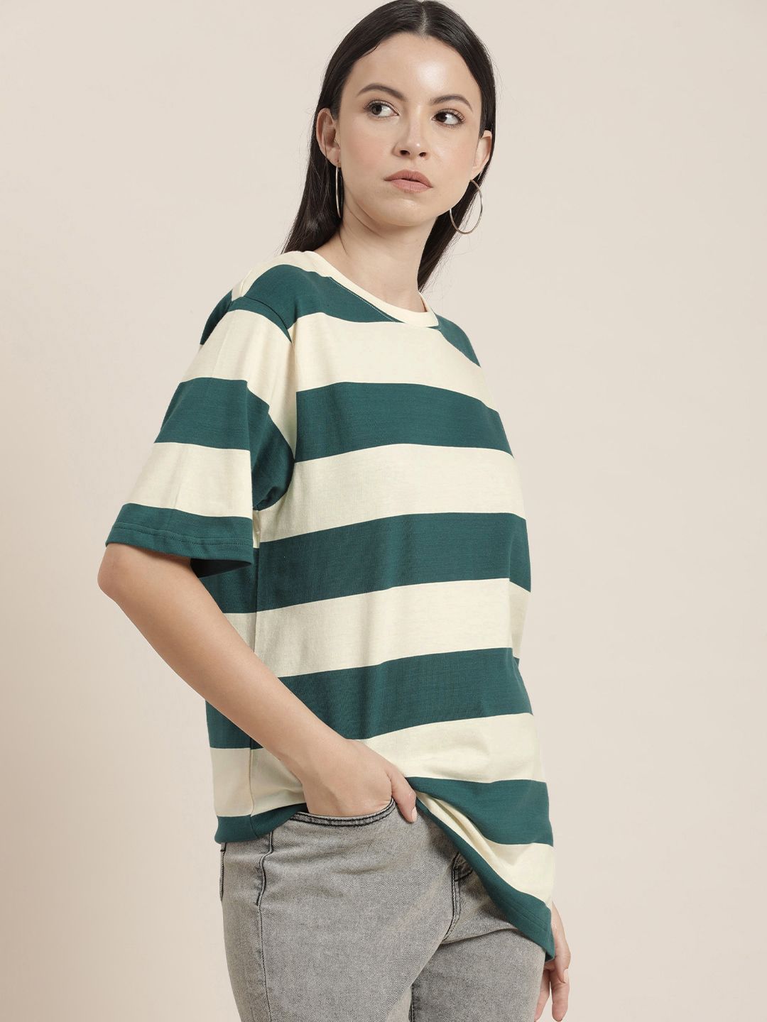 Difference of Opinion Women Striped Loose T-shirt