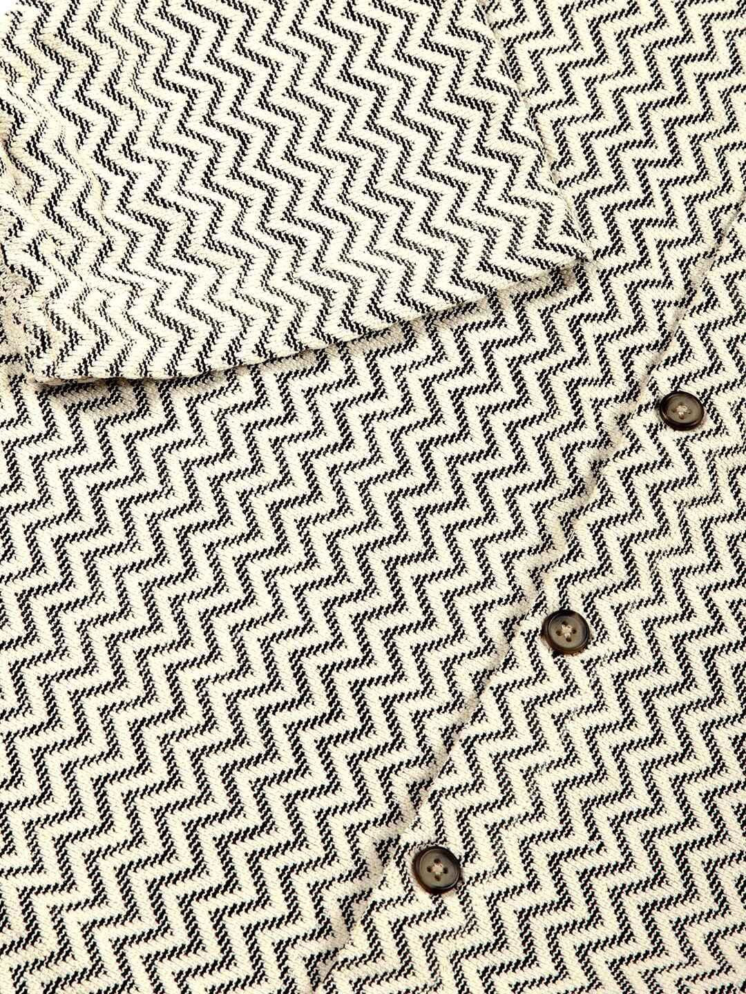 Thomas Scott Men Vertical Stripes Striped Semi-Sheer Casual Crochet Shirt