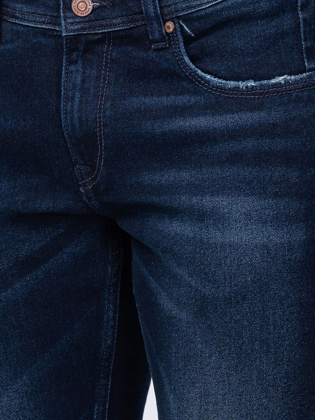 SPYKAR Men Tapered Fit Mildly Distressed Light Fade Stretchable Cotton Jeans