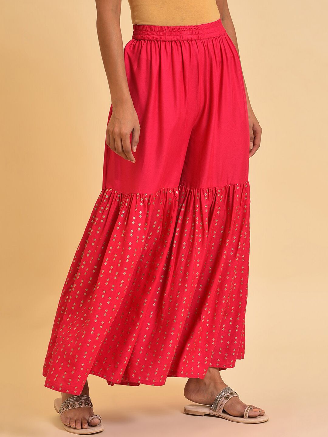 W Women Geometric Printed Flared Ethnic Sharara Pants