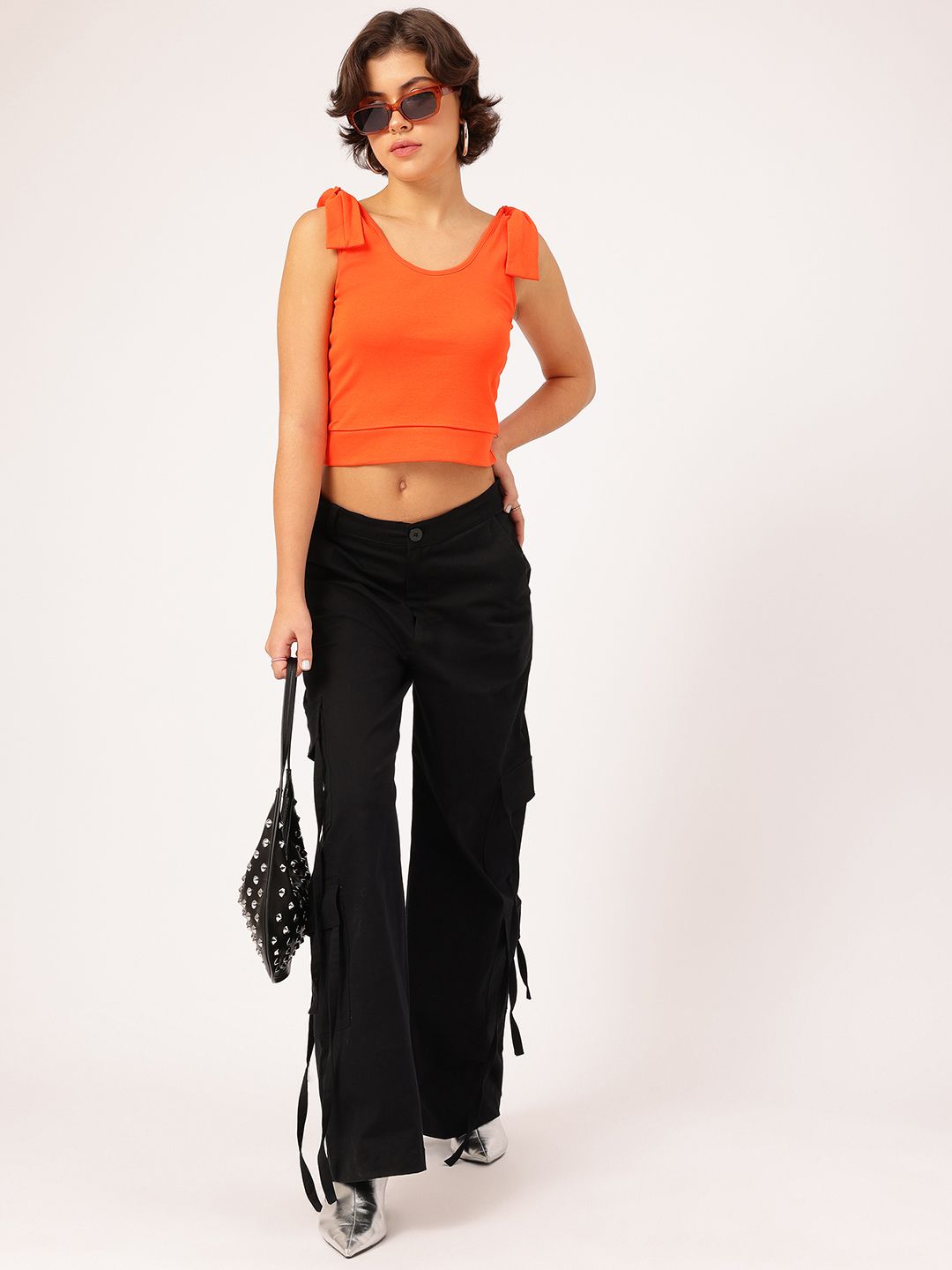 DressBerry Citrus Bold Tie-Up Straps Fitted Top