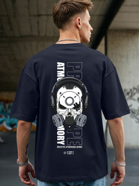 Bewakoof Men Pure Cotton Blue Printed Oversized T-shirt