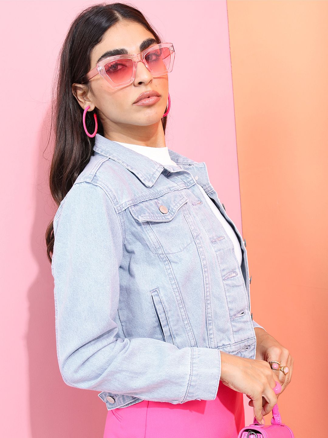 Tokyo Talkies Women Blue Solid Denim Jacket