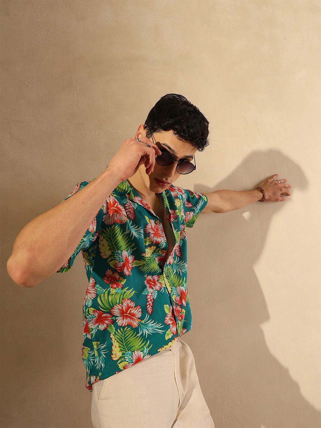 DENNISON Floral Printed Lightweight Oversized Shirt