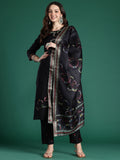 Indo Era Floral Embroidered Thread Work Kurta with Trousers & With Dupatta