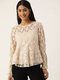 Antheaa Woman Floral Laced Peplum Top