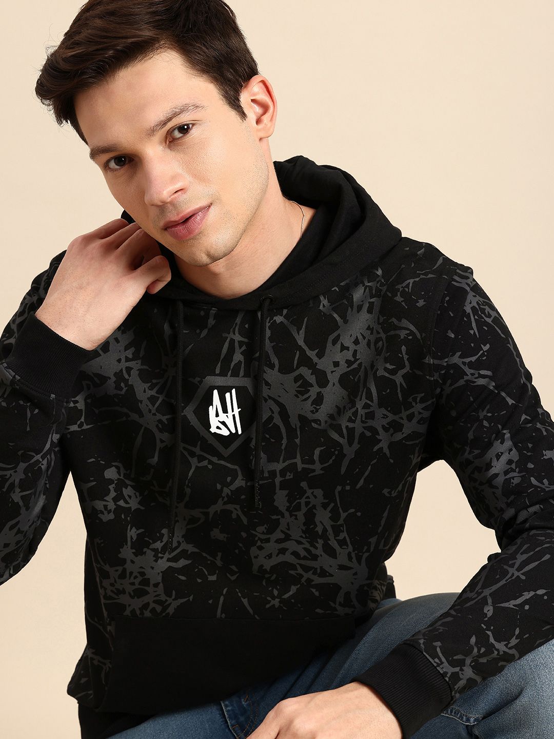 Being Human Printed Hooded Pure Cotton Sweatshirt