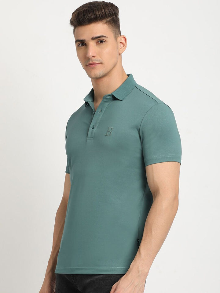 THE BEAR HOUSE Polo Collar Short Sleeves Slim Fit T-shirt