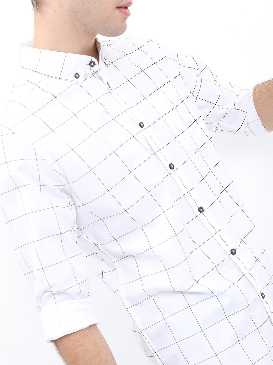 HIGHLANDER Men Checked Cotton Slim Fit Casual Shirt