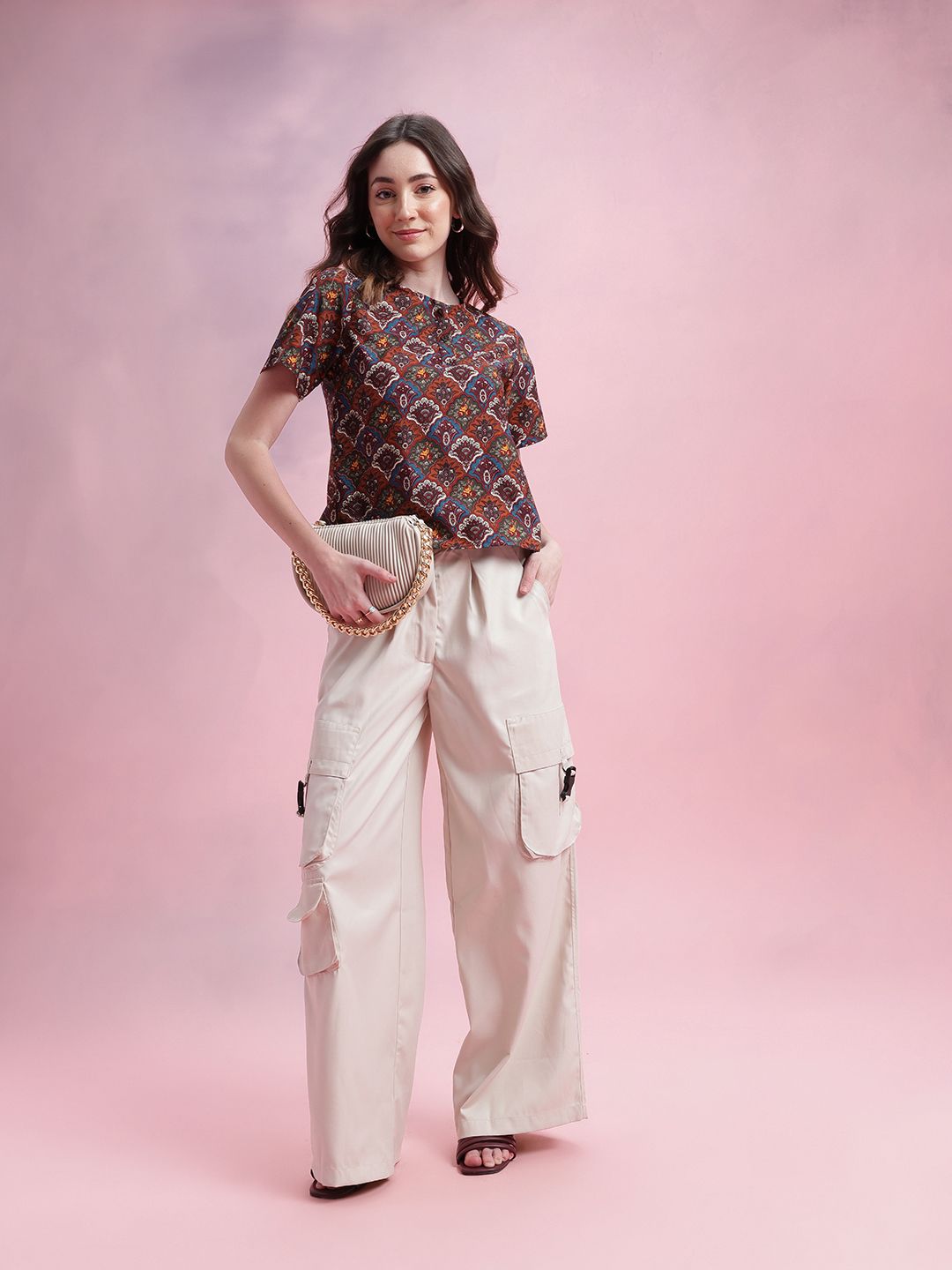 DressBerry Ethnic Motifs Print Top