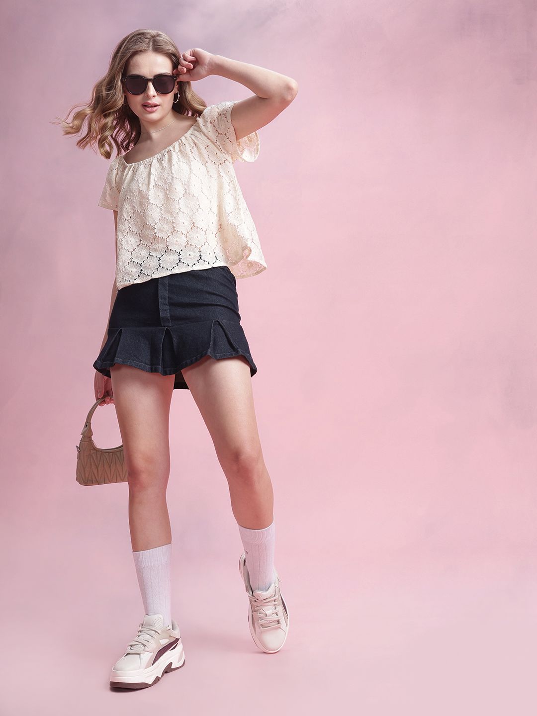 DressBerry Floral Lace Boxy Top