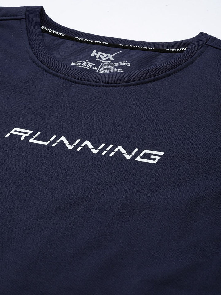 HRX by Hrithik Roshan Women Navy Blue Printed Anti-microbial Finish Running Sweatshirt